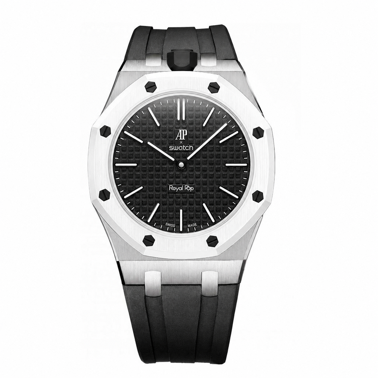 Stainless Steel Rubber Strap Case For AP x Swatch Royal Pop Ocho