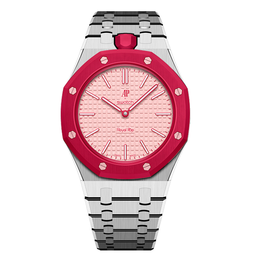 Stainless Steel Bracelet Case For AP x Swatch Royal Pop Otto Rosso