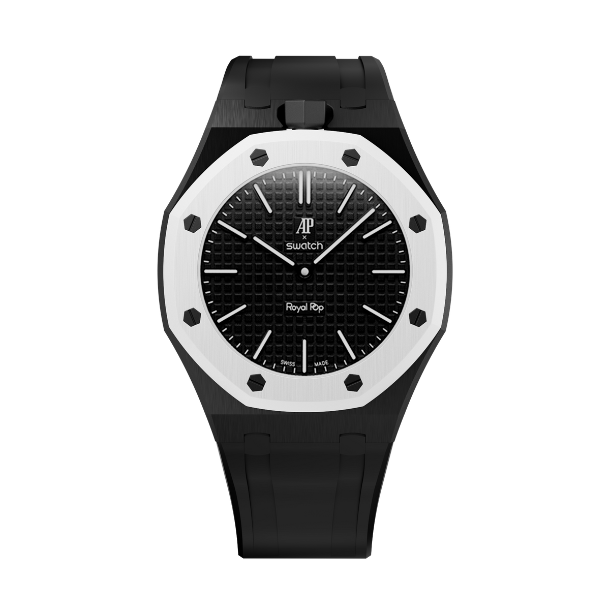 Bioceramic Rubber Strap Case For AP x Swatch Royal Pop Ocho Negro