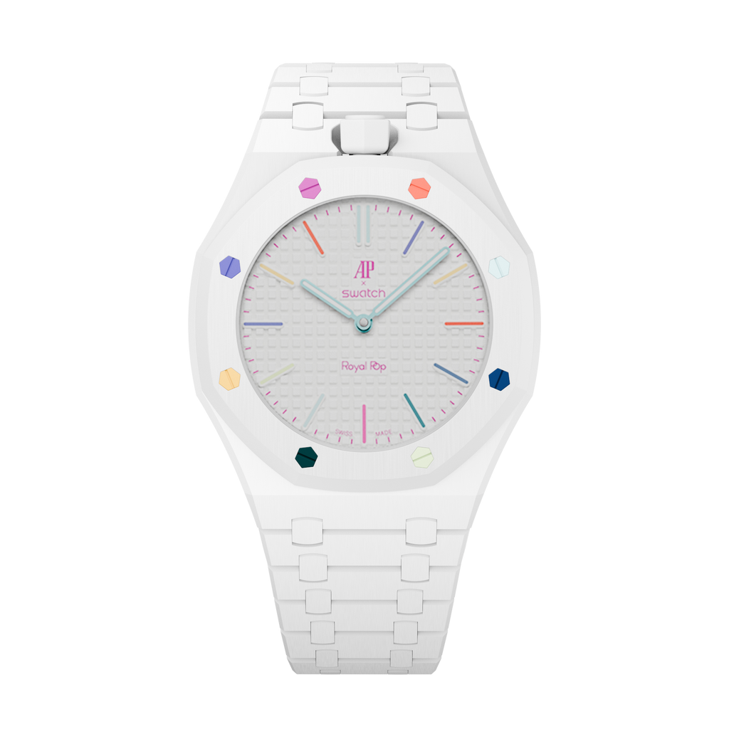 Bioceramic-Gehäuse mit Gliederarmband für AP x Swatch Royal Pop Huit Blanc