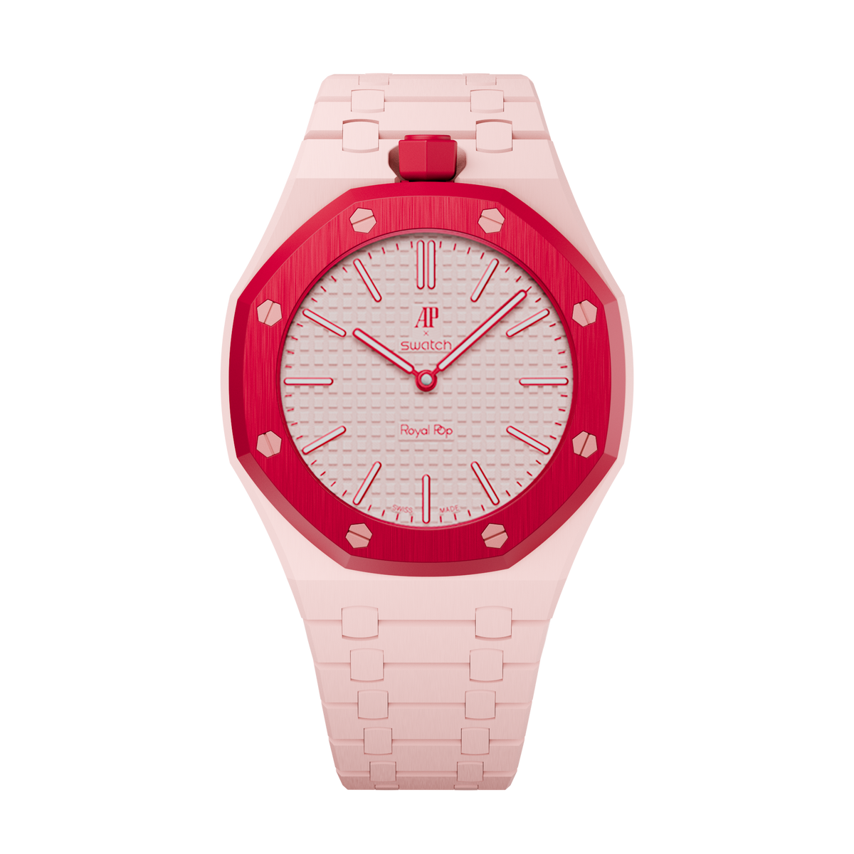 Bioceramic-Gehäuse mit Gliederarmband für AP x Swatch Royal Pop Otto Rosso