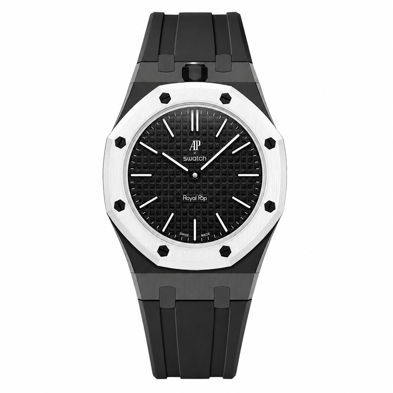 Bioceramic Rubber Strap Case For AP x Swatch Royal Pop Ocho Negro