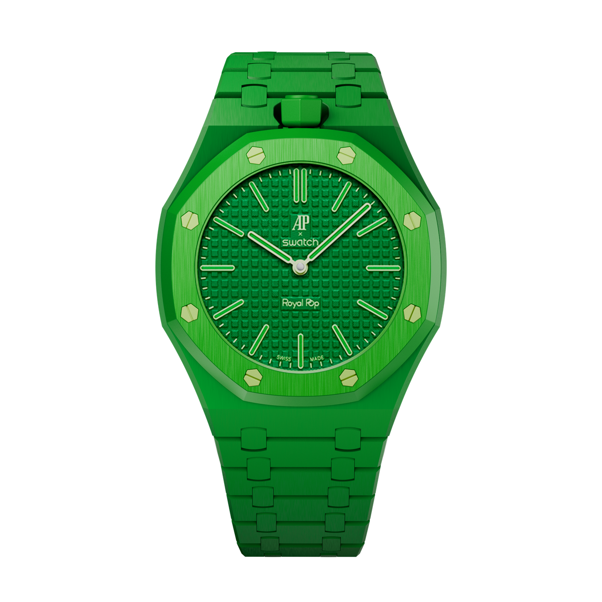Bioceramic-Gehäuse mit Gliederarmband für AP x Swatch Royal Pop Green Eight
