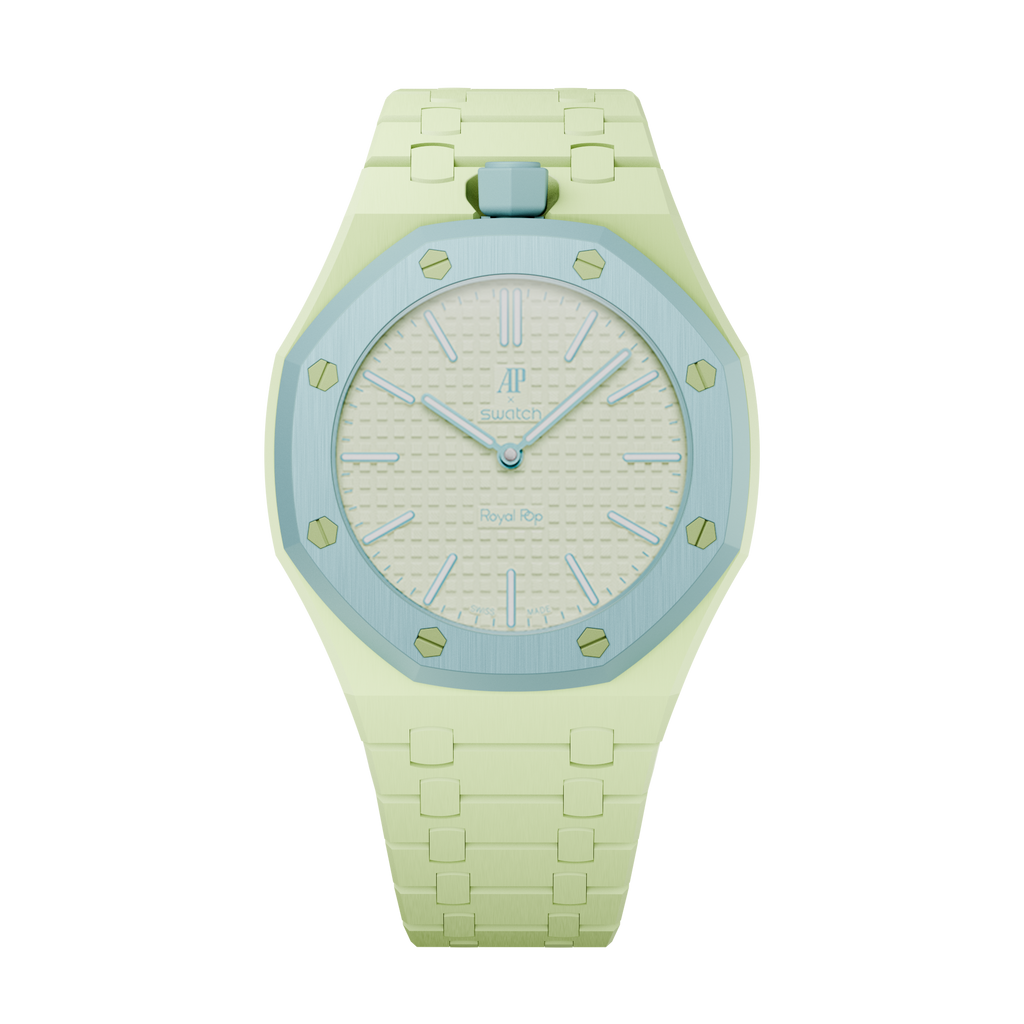 Bioceramic-Gehäuse mit Gliederarmband für AP x Swatch Royal Pop Blaue Acht