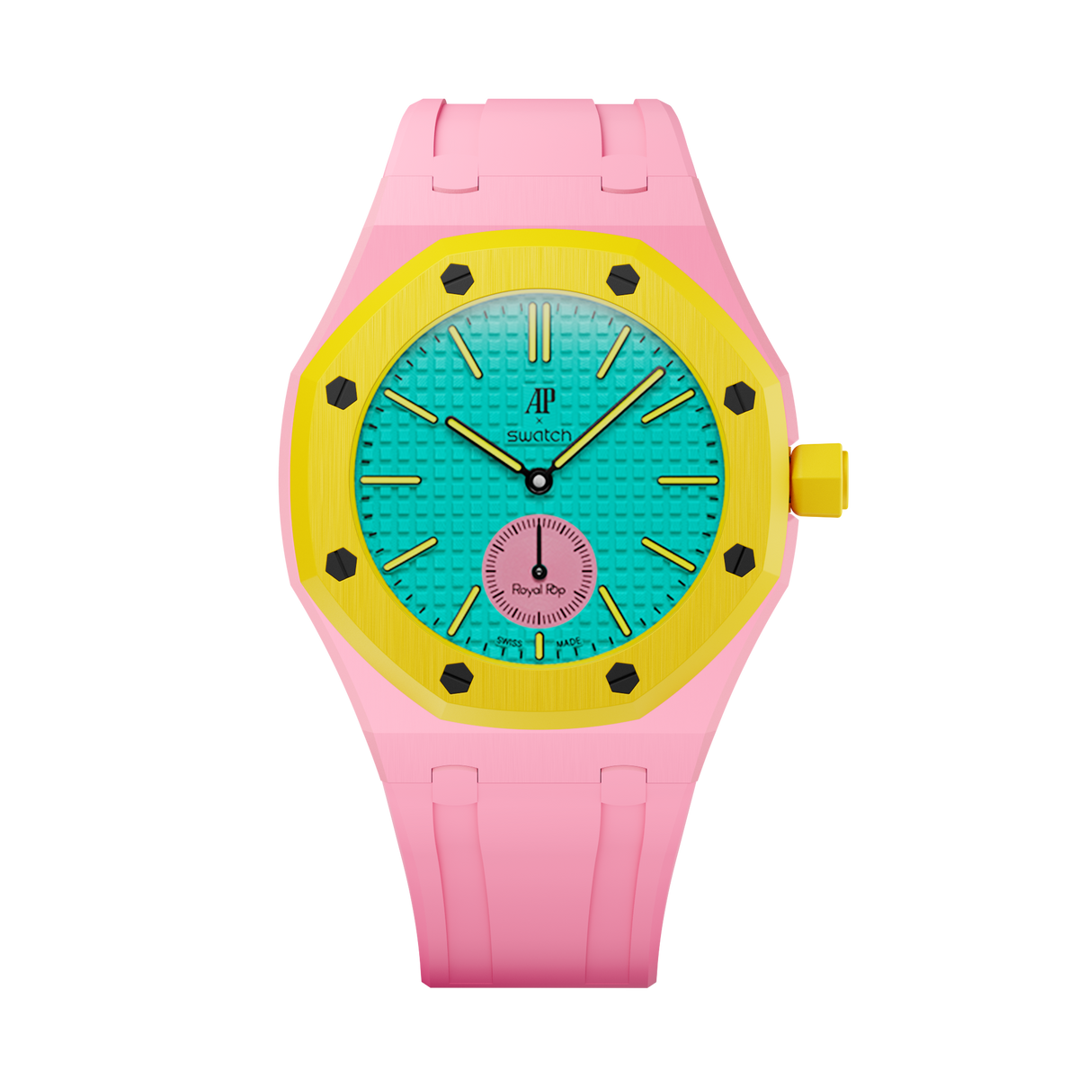 Bioceramic-Gehäuse mit Kautschukband für AP x Swatch Royal Pop OTG ROZ