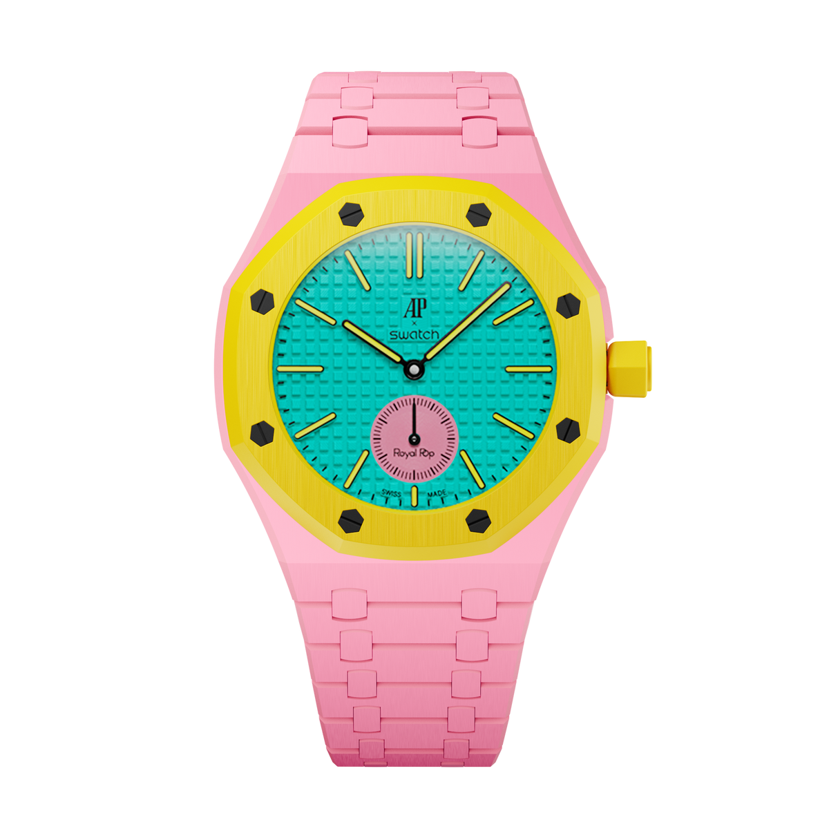 Bioceramic-Gehäuse mit Gliederarmband für AP x Swatch Royal Pop OTG ROZ