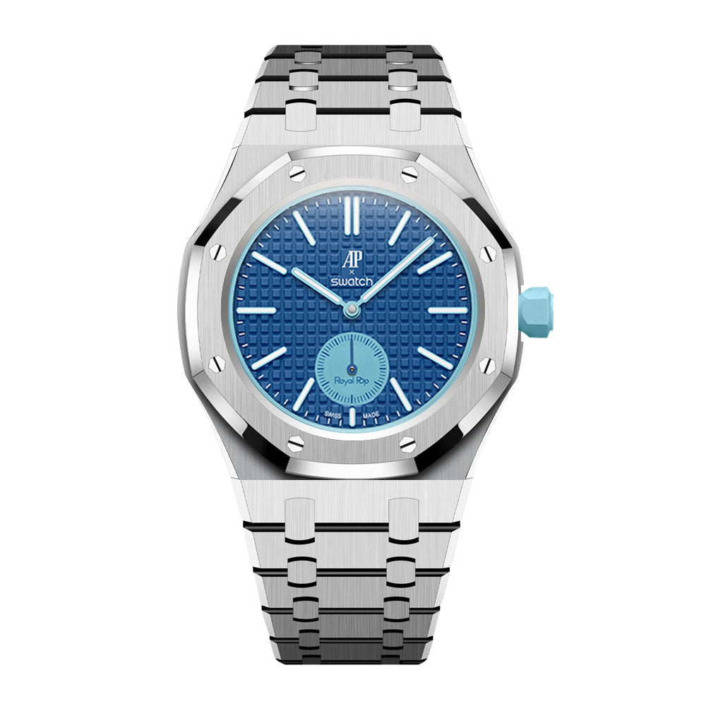Full Frame Cover Stainless Steel Bracelet Case For AP X Swatch Royal Pop Lan Ba