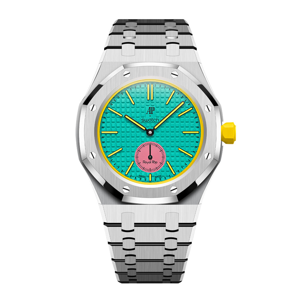 Full Frame Cover Stainless Steel Bracelet Case For AP X Swatch Royal Pop OTG ROZ