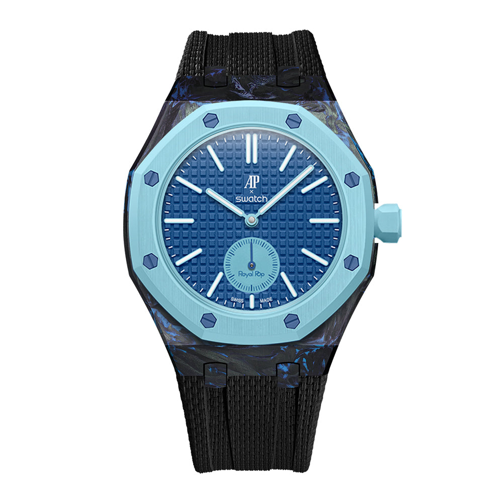 Carbon Fiber Rubber Strap Case for AP X Swatch Royal Pop Lan Ba