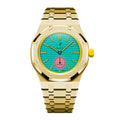 Full Frame Stainless Steel Yellow Gold Bracelet Case for AP X Swatch Royal Pop OTG Roz