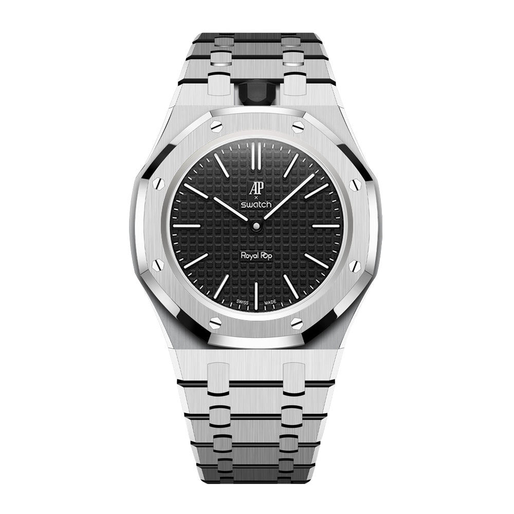 セ*ク様  POP AP×Swatch フルステンレスケース ロイヤル Full Frame Stainless Steel Bracelet Cases – Strapmont