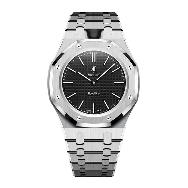 Full Frame Cover Stainless Steel Bracelet Case For AP X Swatch Royal Pop Ocho Negro