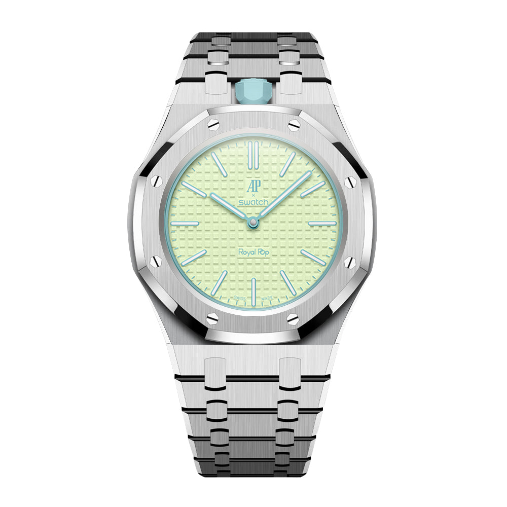Full Frame Cover Stainless Steel Bracelet Case For AP X Swatch Royal Pop Blaue Acht