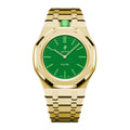 Full Frame Stainless Steel Yellow Gold Bracelet Case for AP X Swatch Royal Pop Green Eight