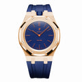 Full Frame Stainless Steel Rosé Gold Plain Rubber Strap Case for AP X Swatch Royal Pop Orenij Hachi