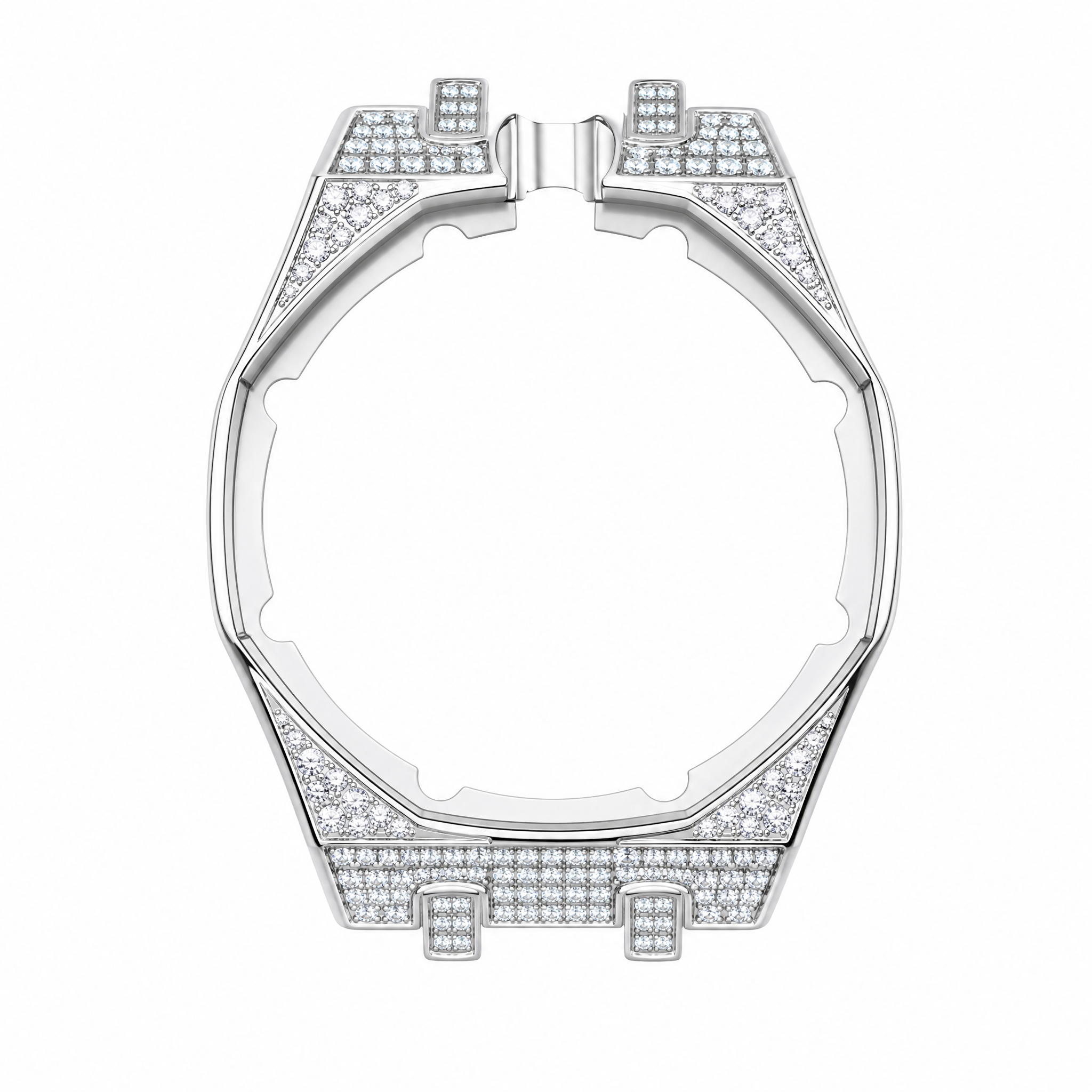 Moissanite Stainless Steel Rubber Strap Case For AP x Swatch Royal Pop Orenij Hachi
