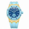 Stainless Steel Yellow Gold Rubber Strap Case For AP x Swatch Royal Pop Lan Ba