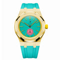 Full Frame Stainless Steel Yellow Gold Rubber Strap Case for AP X Swatch Royal Pop OTG Roz