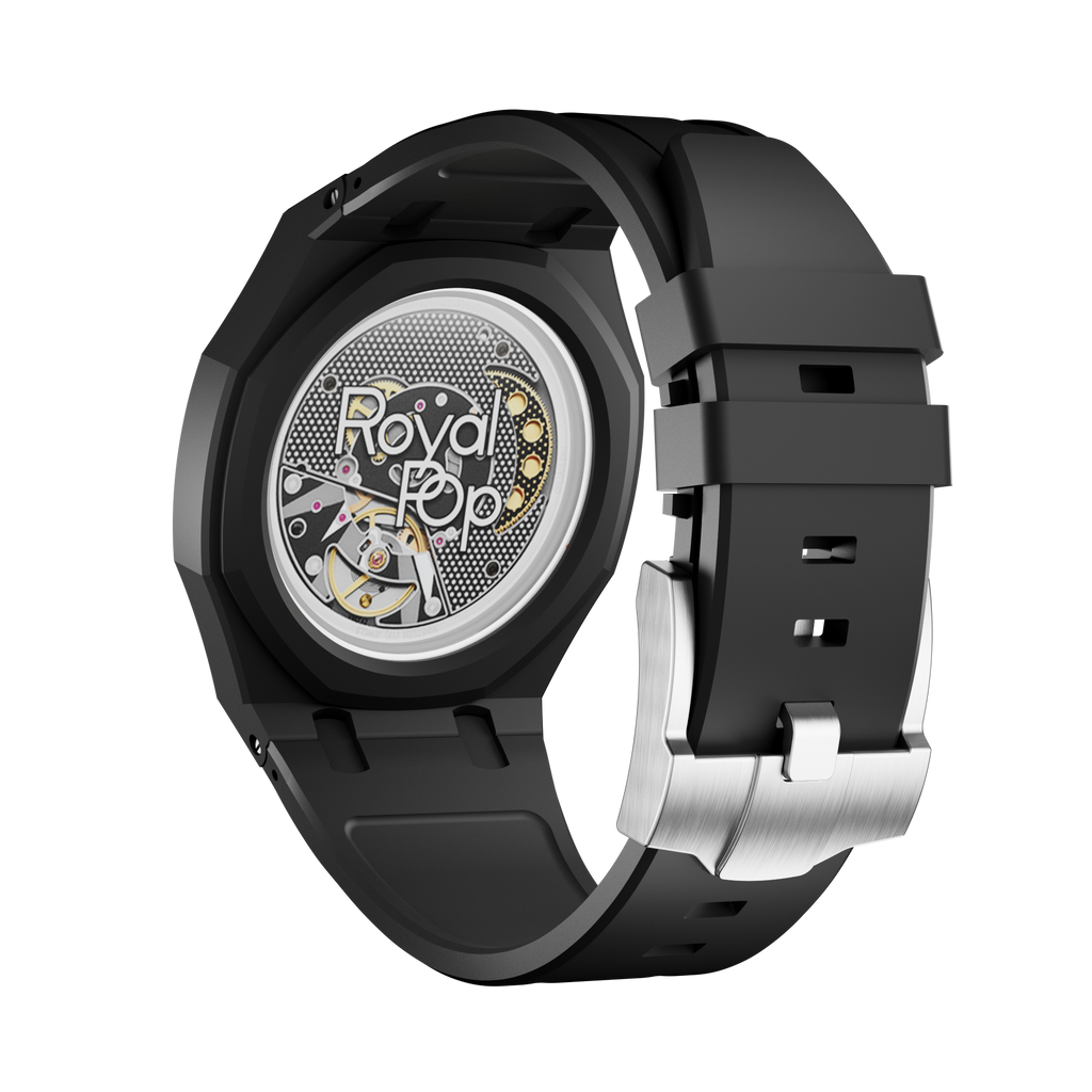 Bioceramic Rubber Strap Case For AP x Swatch Royal Pop Ocho Negro