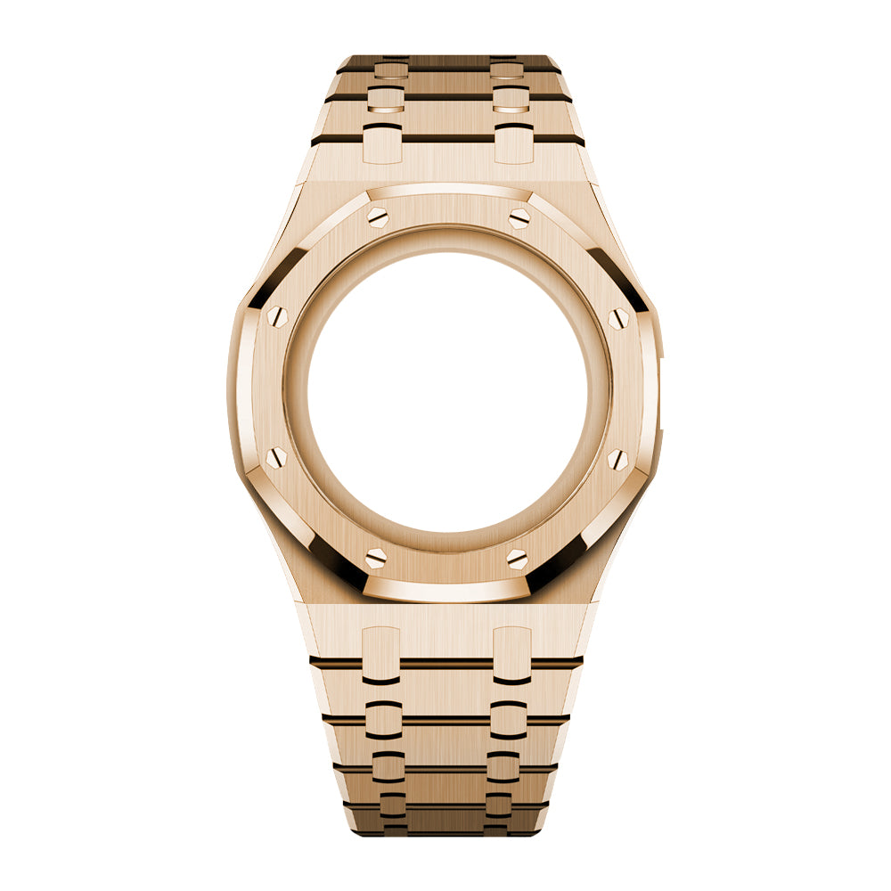 Full Frame Cover Stainless Steel Rosé Gold Bracelet Case for AP X Swatch Royal Pop OTG ROZ