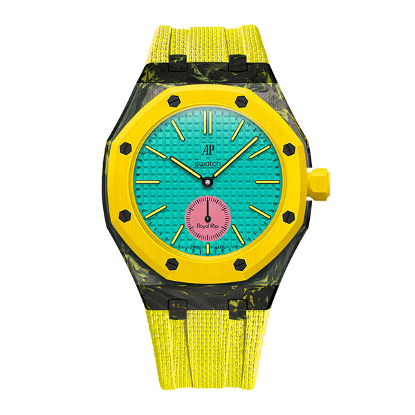 Carbon Fiber Rubber Strap Case for AP X Swatch Royal Pop OTG ROZ