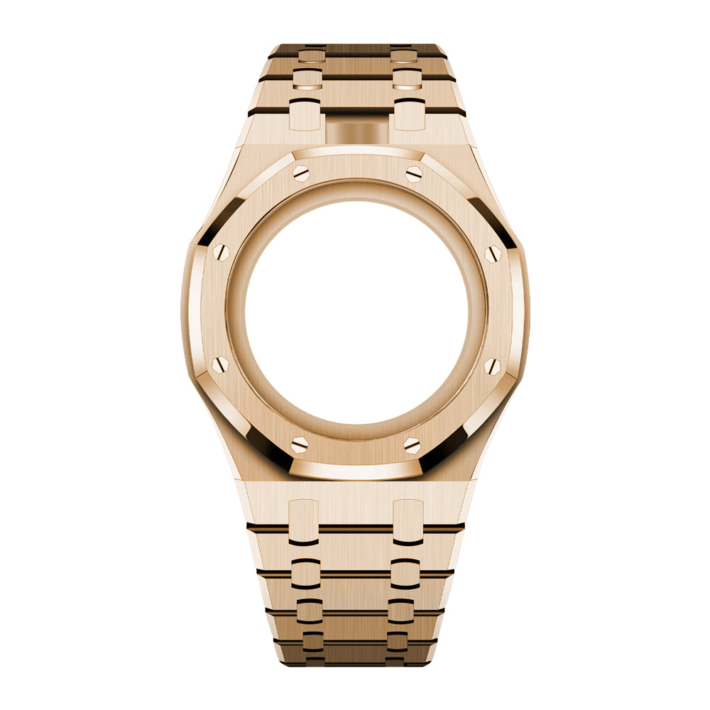 Full Frame Stainless Steel Rosé Gold Bracelet Case for AP X Swatch
