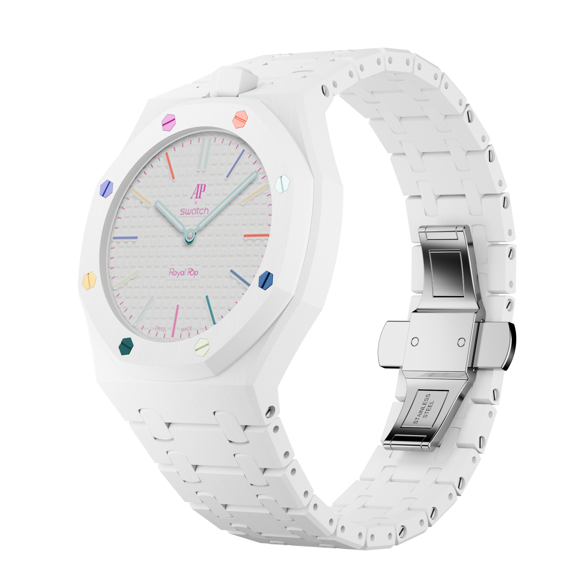 Bioceramic Bracelet Case For AP x Swatch Royal Pop Huit Blanc