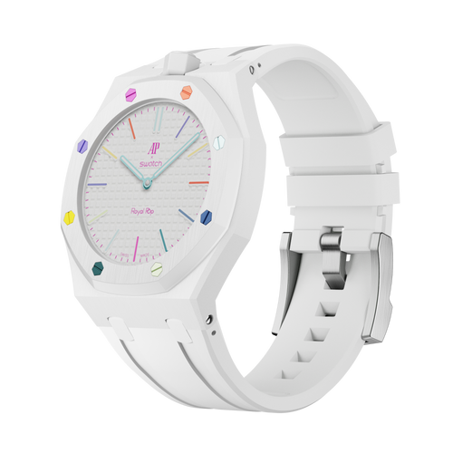 Bioceramic-Gehäuse mit Kautschukband für AP x Swatch Royal Pop Huit Blanc