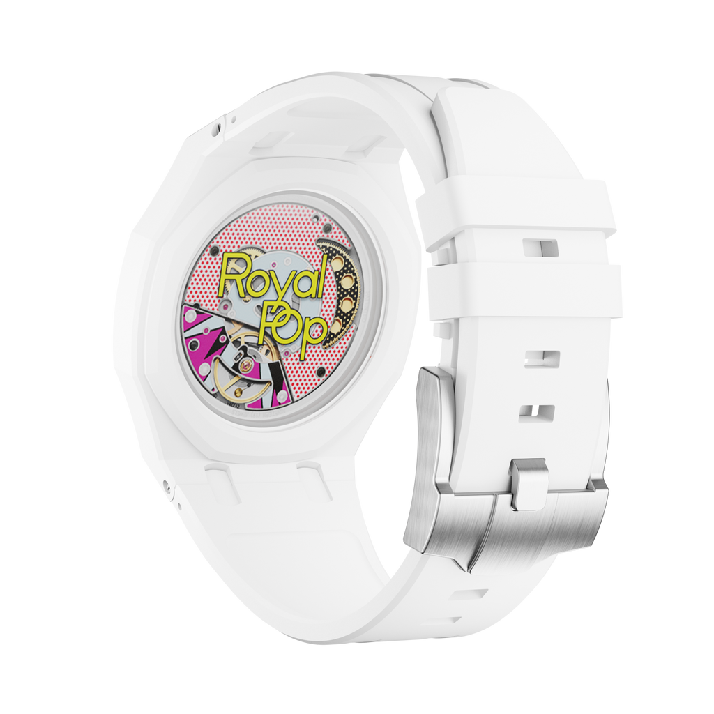 Bioceramic Rubber Strap Case For AP x Swatch Royal Pop Huit Blanc