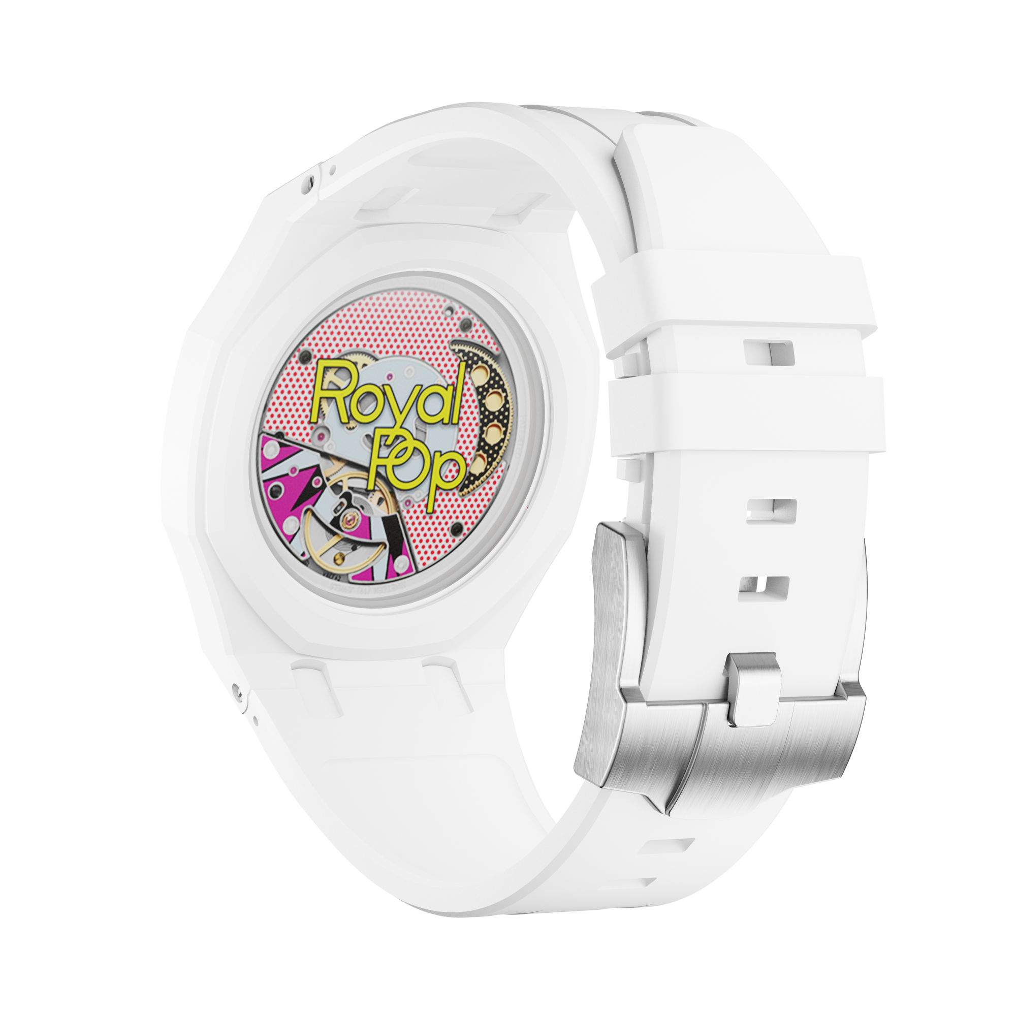 Bioceramic Rubber Strap Case For AP x Swatch Royal Pop Huit Blanc