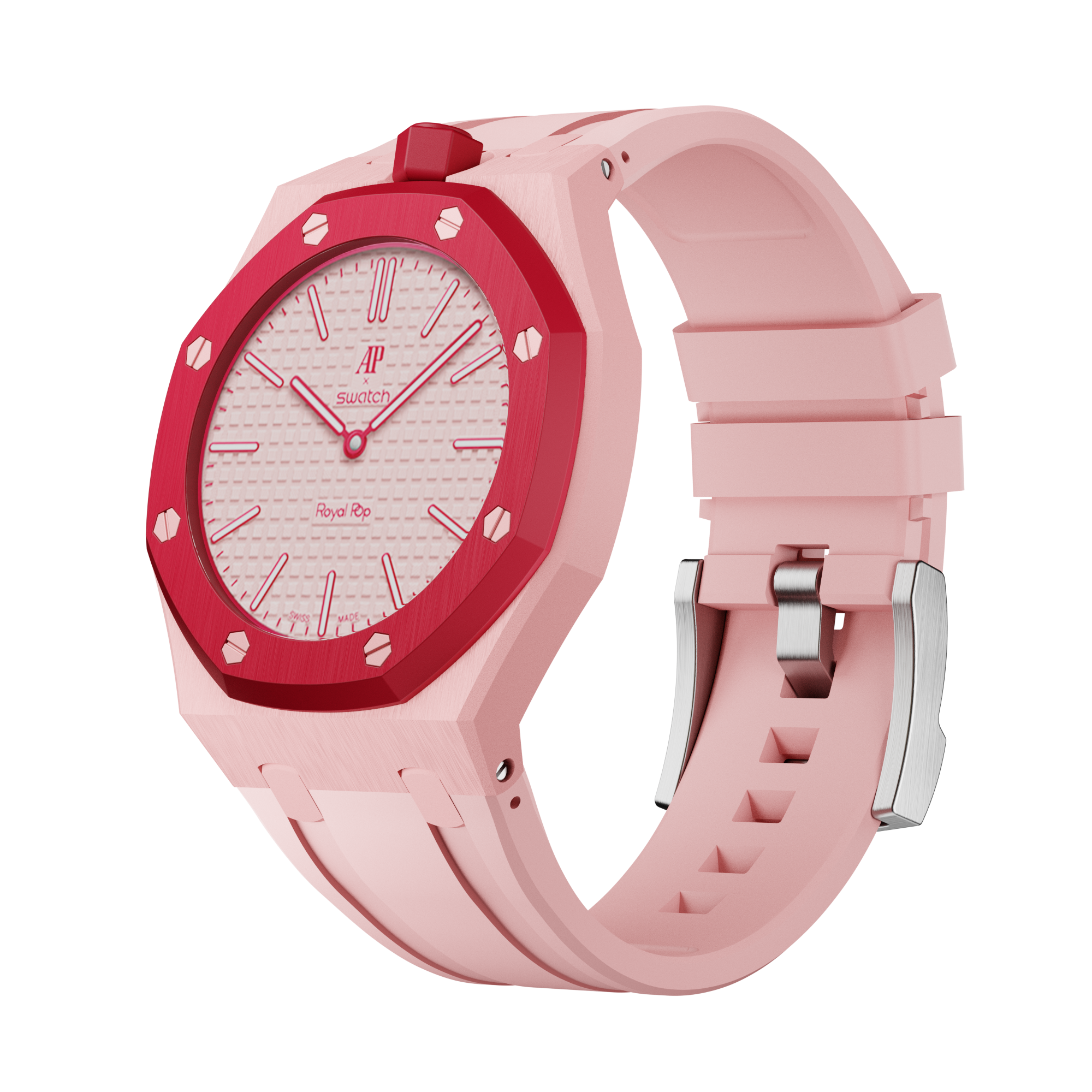 Bioceramic Rubber Strap Case  For AP x Swatch Royal Pop Otto Rosso