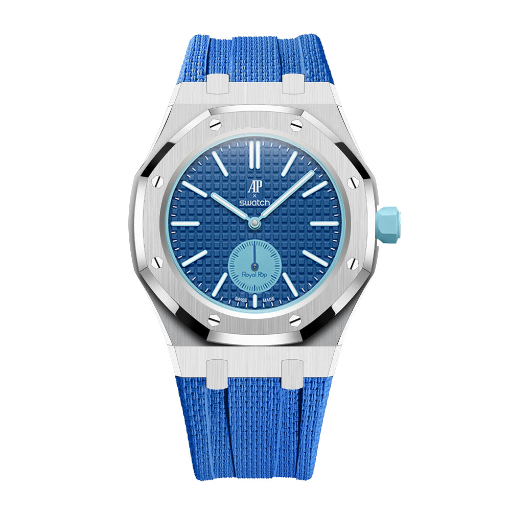Full-Frame-Gehäuse Edelstahl mit Kautschukband für AP x Swatch Royal Pop Lan Ba
