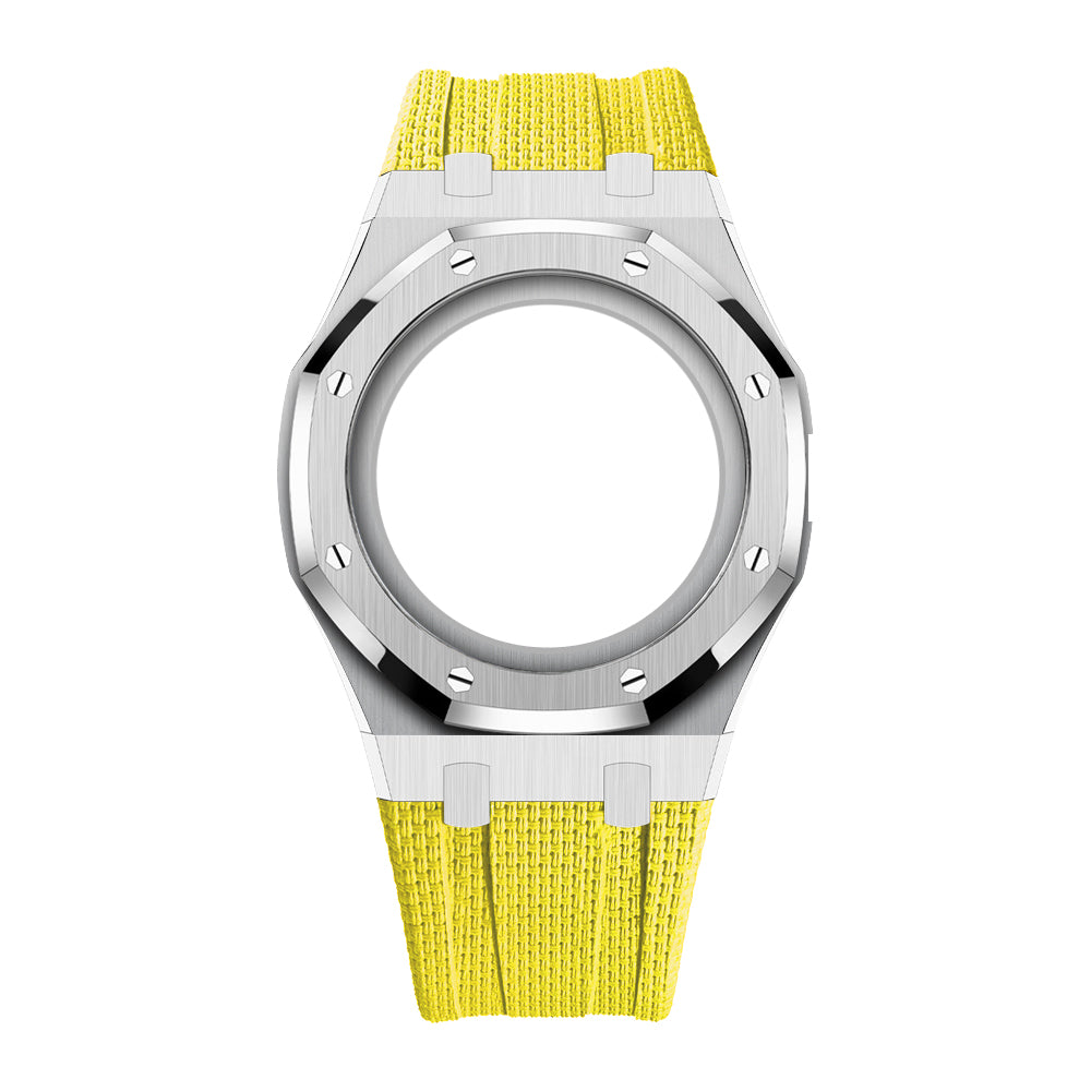 Full-Frame-Gehäuse Edelstahl mit Kautschukband für AP x Swatch Royal Pop OTG Roz