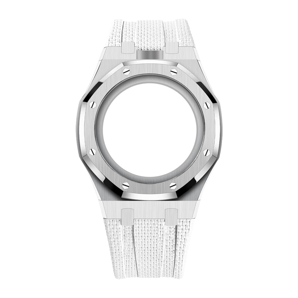 Full-Frame-Gehäuse Edelstahl mit Kautschukband für AP x Swatch Royal Pop Huit Blanc