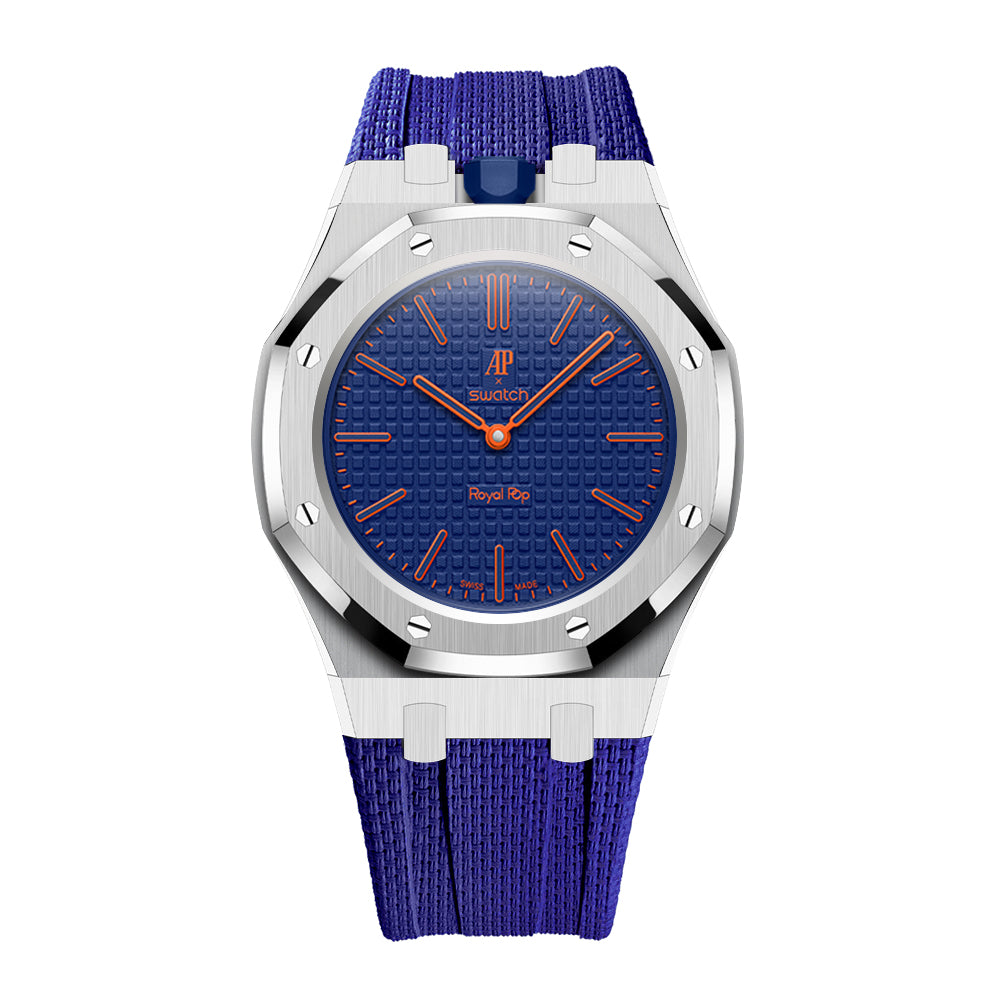 Full Frame Cover Stainless Steel Rubber Strap Case for AP X Swatch Royal Pop Orenij Hachi