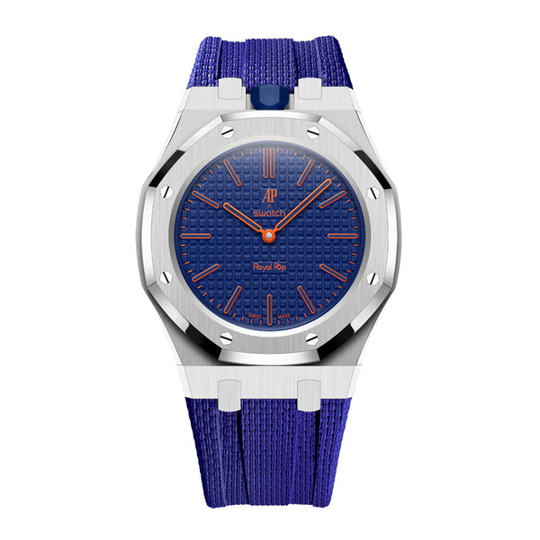Full Frame Cover Stainless Steel Rubber Strap Case for AP X Swatch Royal Pop Orenij Hachi