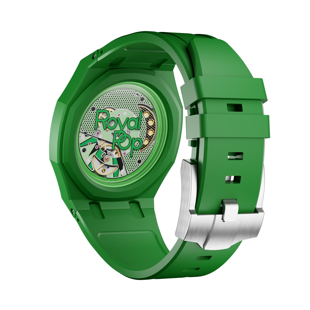 Bioceramic Rubber Strap Case For AP x Swatch Royal Pop Green Eight