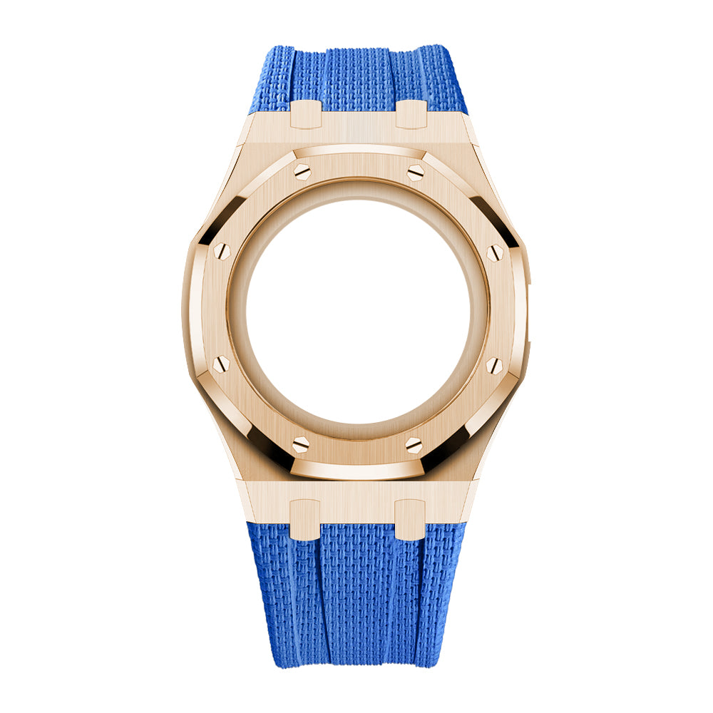 Full-Frame-Gehäuse Edelstahl Roségold mit Kautschukband für AP x Swatch Royal Pop Lan Ba