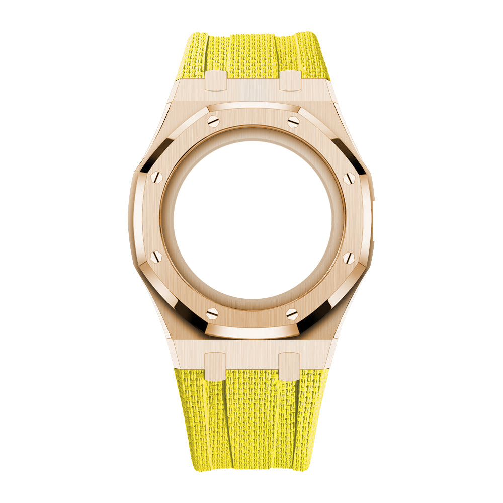 Full-Frame-Gehäuse Edelstahl Roségold mit Kautschukband für AP x Swatch Royal Pop Lan Ba