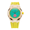 Full-Frame-Gehäuse Edelstahl Roségold mit Kautschukband für AP x Swatch Royal Pop Lan Ba