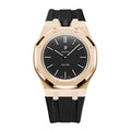 Full Frame Cover Stainless Steel Rosé Gold Rubber Strap Case for AP X Swatch Royal Pop Ocho Negro