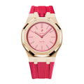 Full Frame Cover Stainless Steel Rosé Gold Rubber Strap Case for AP X Swatch Royal Pop Otto Rosso