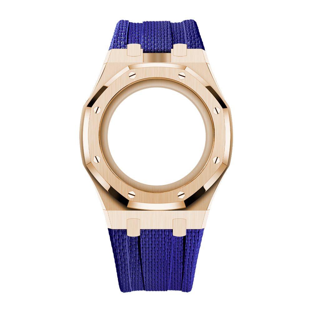 Full-Frame-Gehäuse Edelstahl Roségold mit Kautschukband für AP x Swatch Royal Orenij Hachi
