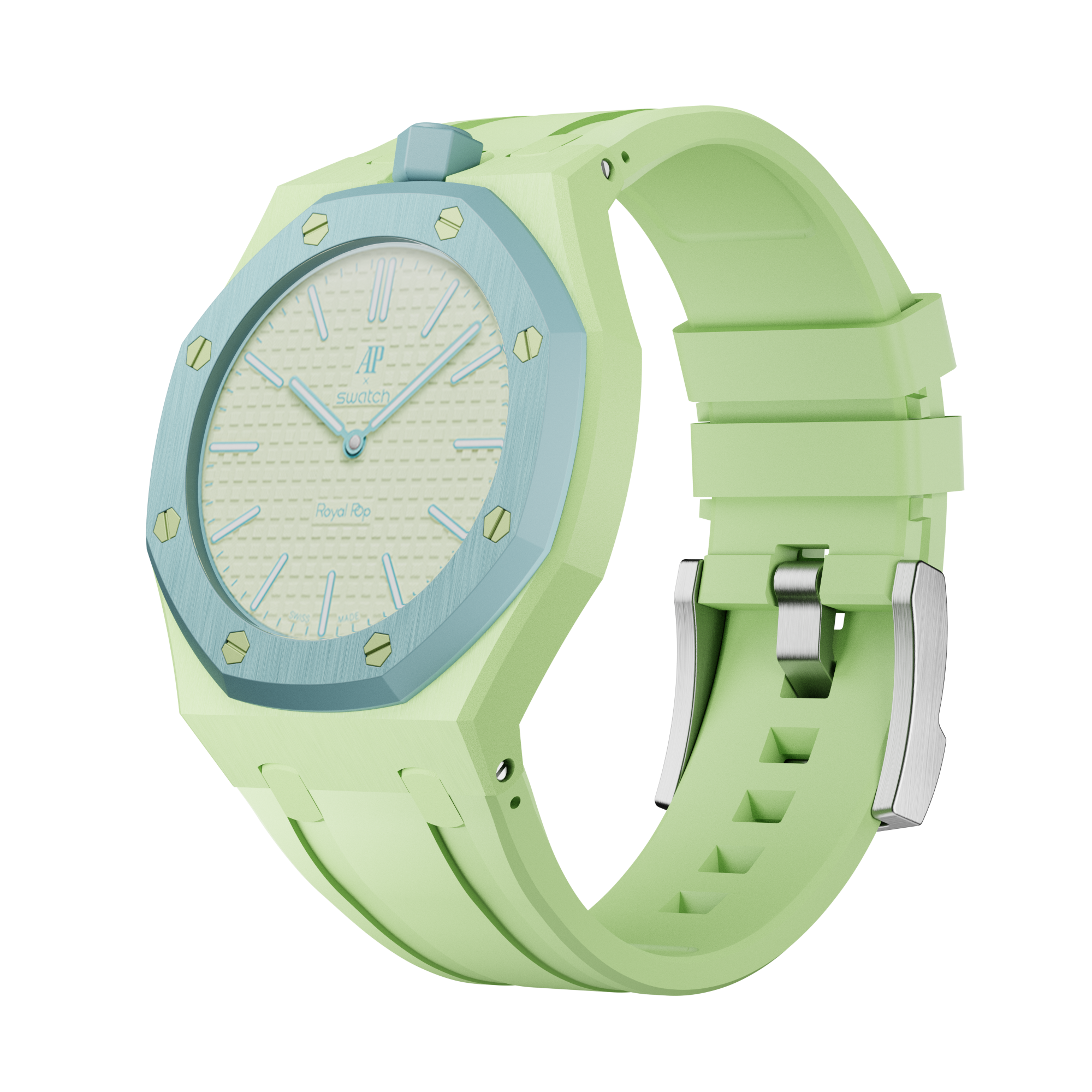 Bioceramic Rubber Strap Case For AP x Swatch Royal Pop Blaue Acht