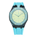 Carbon Fiber Rubber Strap Case for AP X Swatch Royal Pop Blaue Acht