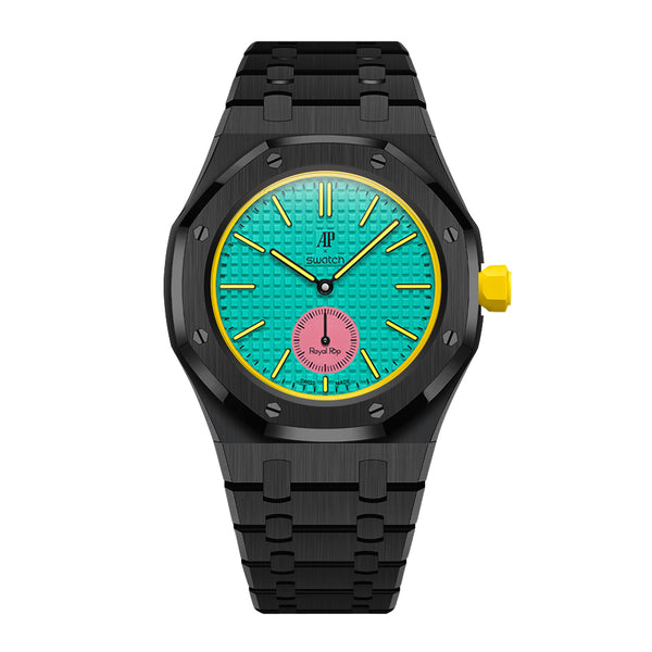 Full Frame Stainless Steel Black Bracelet Case for AP X Swatch Royal Pop OTG ROZ