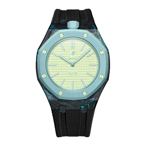 Carbon-Gehäuse mit Kautschukband für AP x Swatch Royal Pop Blaue Acht