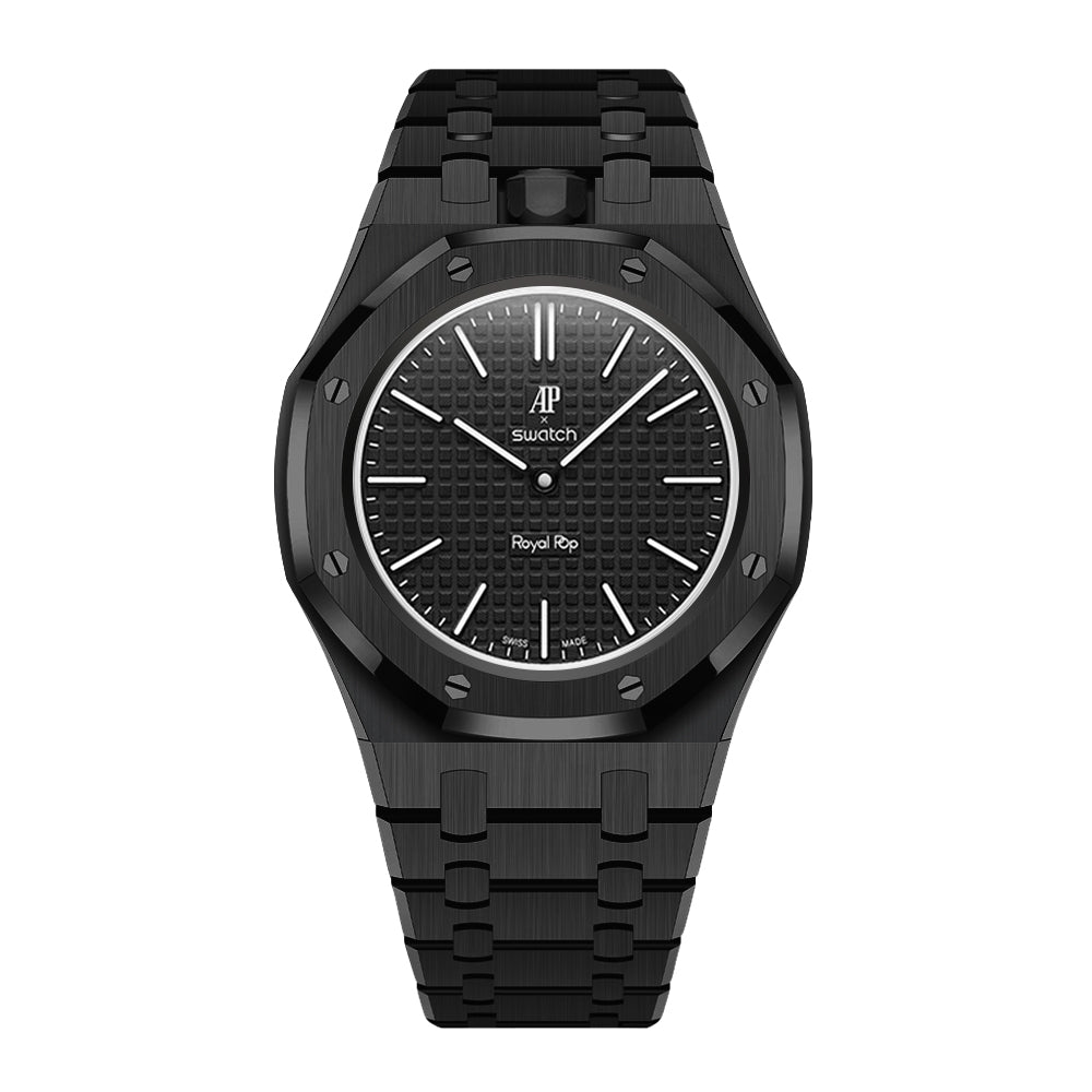 Full Frame Stainless Steel Black Bracelet Case for AP X Swatch
