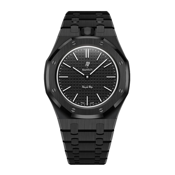 Full Frame Stainless Steel Black Bracelet Case for AP X Swatch Royal Pop Ocho Negro