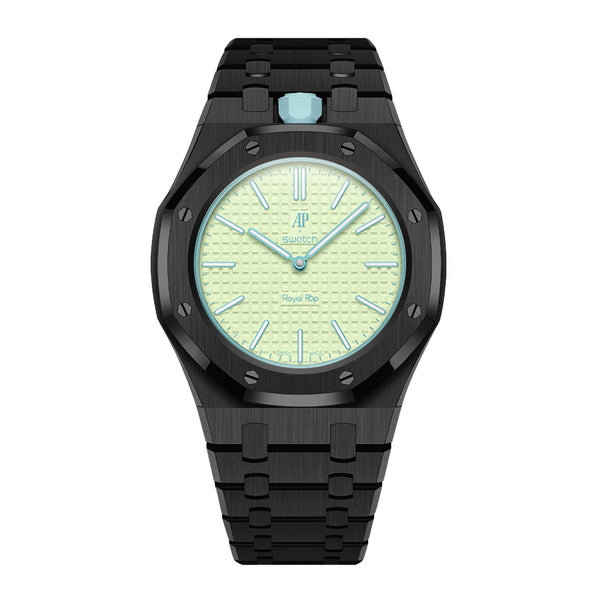 Full Frame Cover Stainless Steel Black Bracelet Case for AP X Swatch Royal Pop Blaue Acht